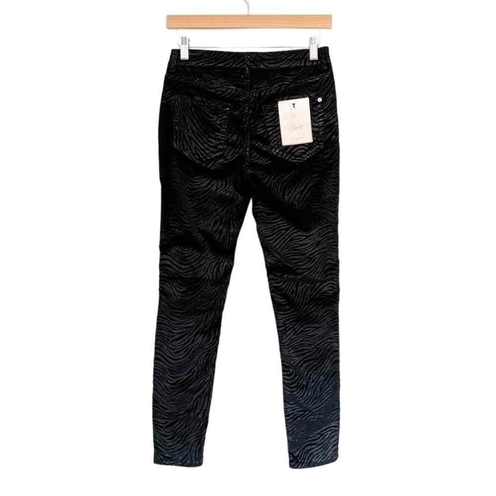 NWT Ted Baker London Debra Classic Metallic Zebra Print Skinny Jeans Black - Picture 4 of 4